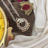 Vriksham Red White Peacock Neckpiece-Stone Bead-G18890